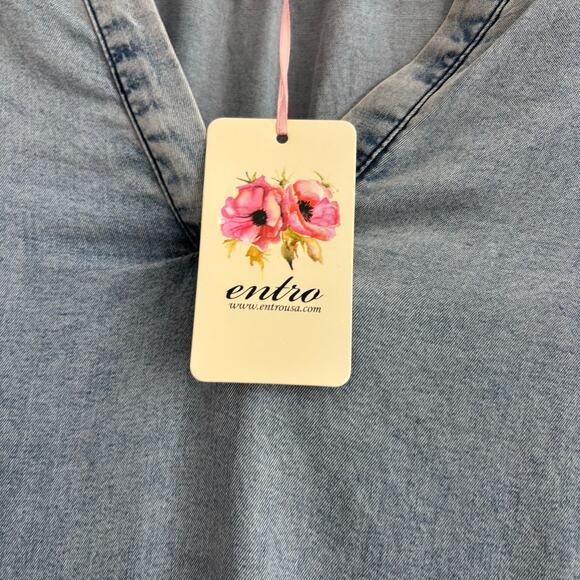 NWT Entro Women’s Sawyer Denim Shirt Dress Sz 1X Chambray Comfy Travel - Picture 13 of 15